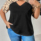 Plus Size Chain Detail V-Neck Raglan Sleeve Blouse