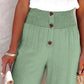 Full Size Decorative Button High Waist Pants