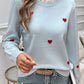 Devine Lace Detail Heart Long Sleeve Sweater