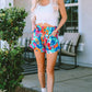 Drawstring Printed High Waist Shorts