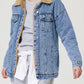 Button Up Collared Neck Plush Denim Jacket