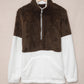 Color Block Half Zip Long Sleeve Fuzzy Sweatshirt