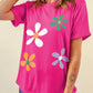 Flower Round Neck Short Sleeve T-Shirt