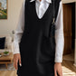 V-Neck Sleeveless Sweater Dress with Pockets