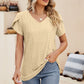Eyelet Petal Sleeve V-Neck Knit Top