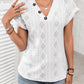 Openwork V-Neck Short Sleeve T-Shirt