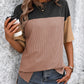 Full Size Color Block Round Neck Half Sleeve T-Shirt