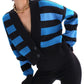 Striped Button Down Drop Shoulder Cardigan