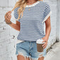 Lovelet Striped Round Neck Cap Sleeve Sweater