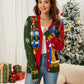 Nutcracker Contrast V-Neck Long Sleeve Cardigan