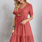 Full Size V-Neck Short Sleeve Mini Dress