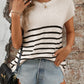 Striped Round Neck Short Sleeve Knit Top