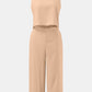 Round Neck Top and Wide Leg Pants Set