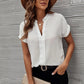 Full Size Notched Short Sleeve Blouse