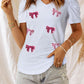 Sequin Bow Print V-Neck Puff Sleeve Blouse