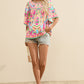 Full Size Printed Round Neck Half Sleeve Blouse