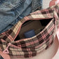Plaid Adjustable Strap Crossbody Bag