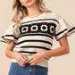 BiBi Granny Square Short Sleeve Striped Sweater - Brand BiBi