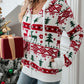 Drawstring Christmas Element Zip Up Hooded Jacket