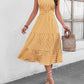 Striped Johnny Collar Sleeveless Midi Dress