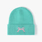 Embroidered Bow Knit Hat