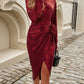 Devine Tied Boat Neck Long Sleeve Dress