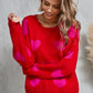 Angel Wings Heart Round Neck Dropped Shoulder Sweater