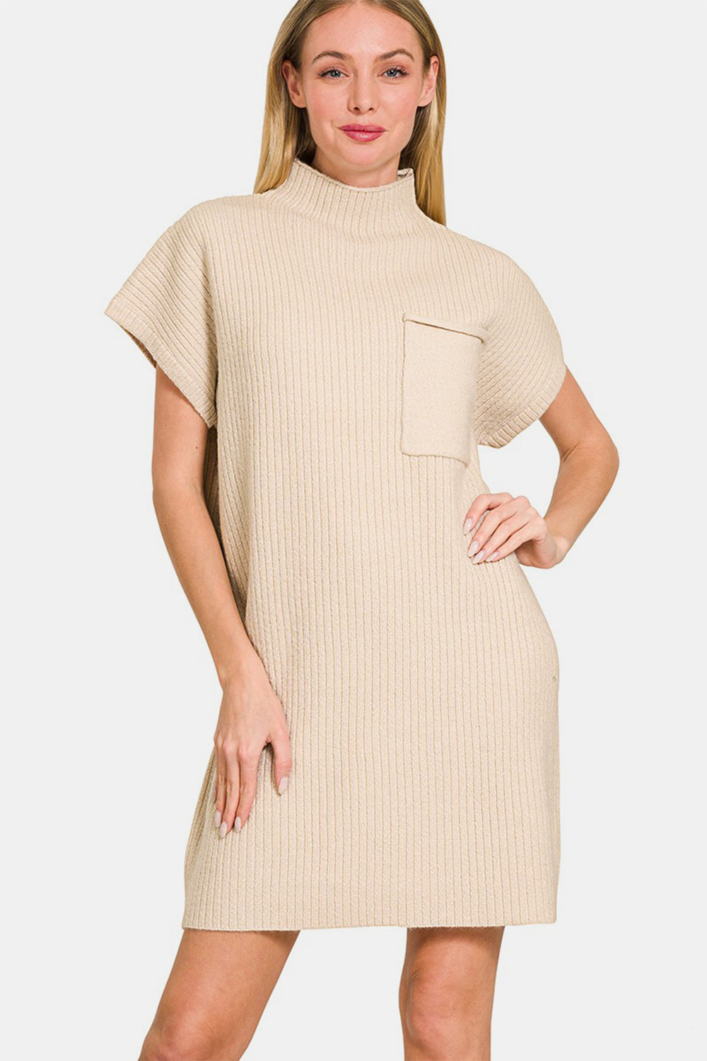 Zenana Short Sleeve Sweater Mini Dress *