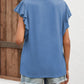 Full Size Ruffled Notched Cap Sleeve T-Shirt