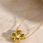 Stainless Steel Zircon Lucky Clover Pendant Necklace