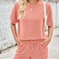 Lovelet Round Neck Half Sleeve Top and Drawstring Shorts Set