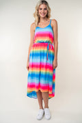 White Birch Full Size Ombre Striped Midi Cami Dress *
