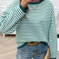 Striped Round Neck Dropped Shoulder Sweater