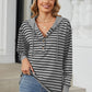 Drawstring Striped Long Sleeve Hoodie