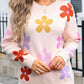 Flower Round Neck Long Sleeve Sweater