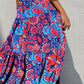 Tiered Printed V-Neck Sleeveless Dress