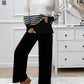 Devine Slit Striped Round Neck Top and Pants Sweater Set