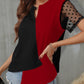 Color Block Notched Short Sleeve T-Shirt