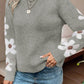 Flower Round Neck Long Sleeve Sweater