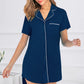 Contrast Piping Pocketed Short Sleeve Lounge Dress