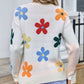 Flower Round Neck Long Sleeve Sweater