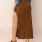 Plus Size Ruffled Slit High Rise Skirt
