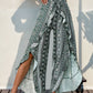 Slit Ruffled Geometric Wide Leg Pants
