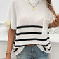 Devine Striped Round Neck Short Sleeve Sweater