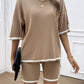 Devine Contrast Trim Round Neck Top and Shorts Set