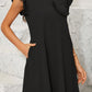 Pocketed Ruffled Cap Sleeve Mini Dress