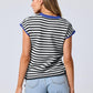 Mandy Contrast Round Neck Cap Sleeve Sweater