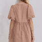 Oh Bow Ruched Puff Sleeve Mini Dress
