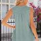 Eyelet Buttoned Round Neck Tank