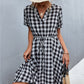 Plaid Notched Short Sleeve Dress
